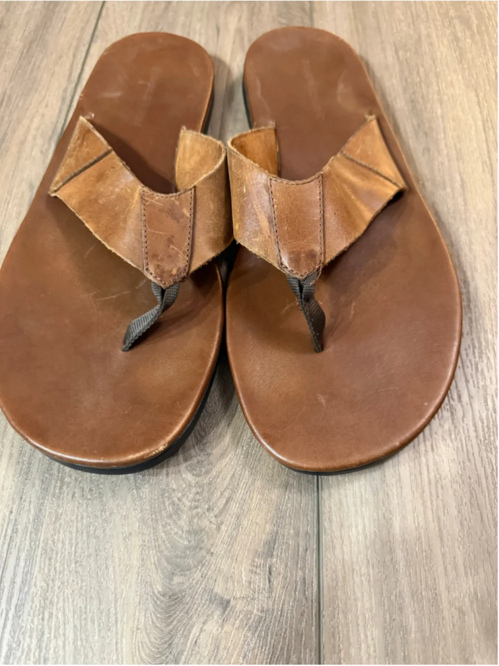 Men's Banana Republic Brown Leather Flip-Flops Size 12